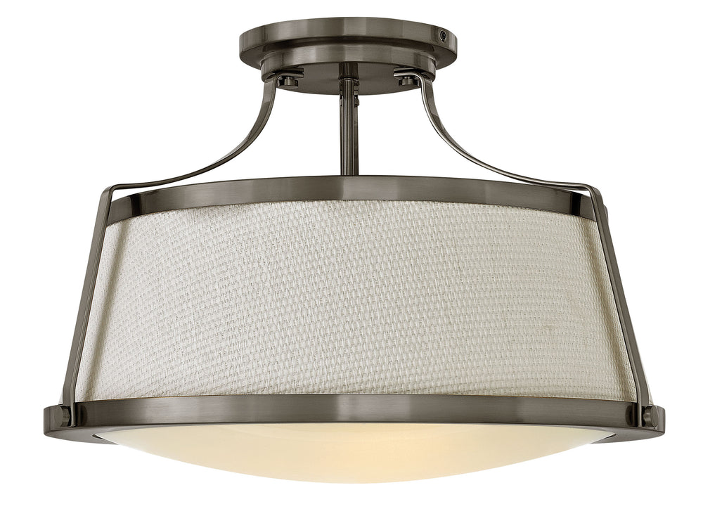 20"W Charlotte 3-Light Semi Flush Mount in Antique Nickel