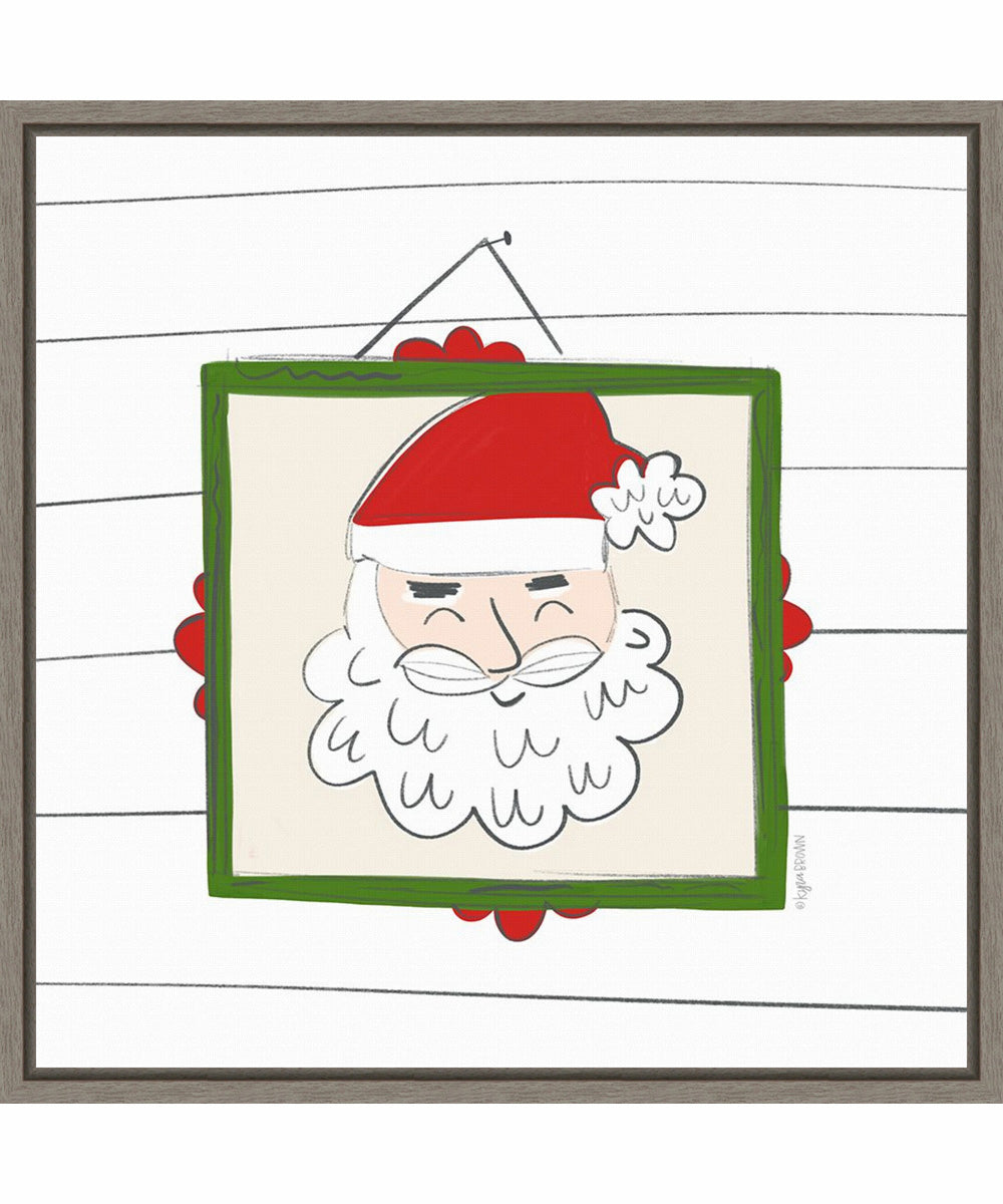 Framed Santa Claus Portrait by Kyra Brown Canvas Wall Art Print (22  W x 22  H), Sylvie Greywash Frame