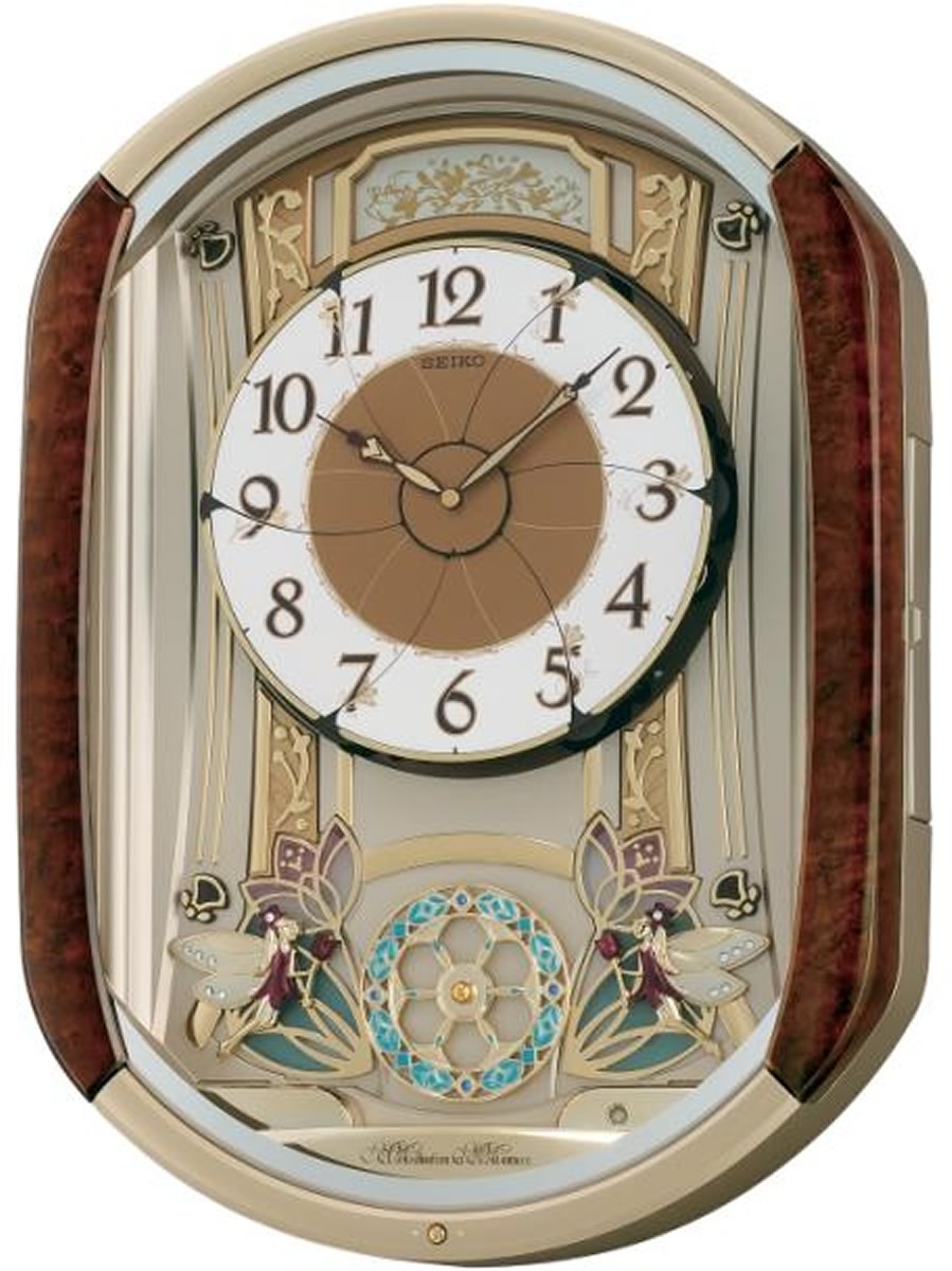 16"H Melodies in Motion Clock  with 12 Hi-Fi Melodies and Rotating Pendulum
