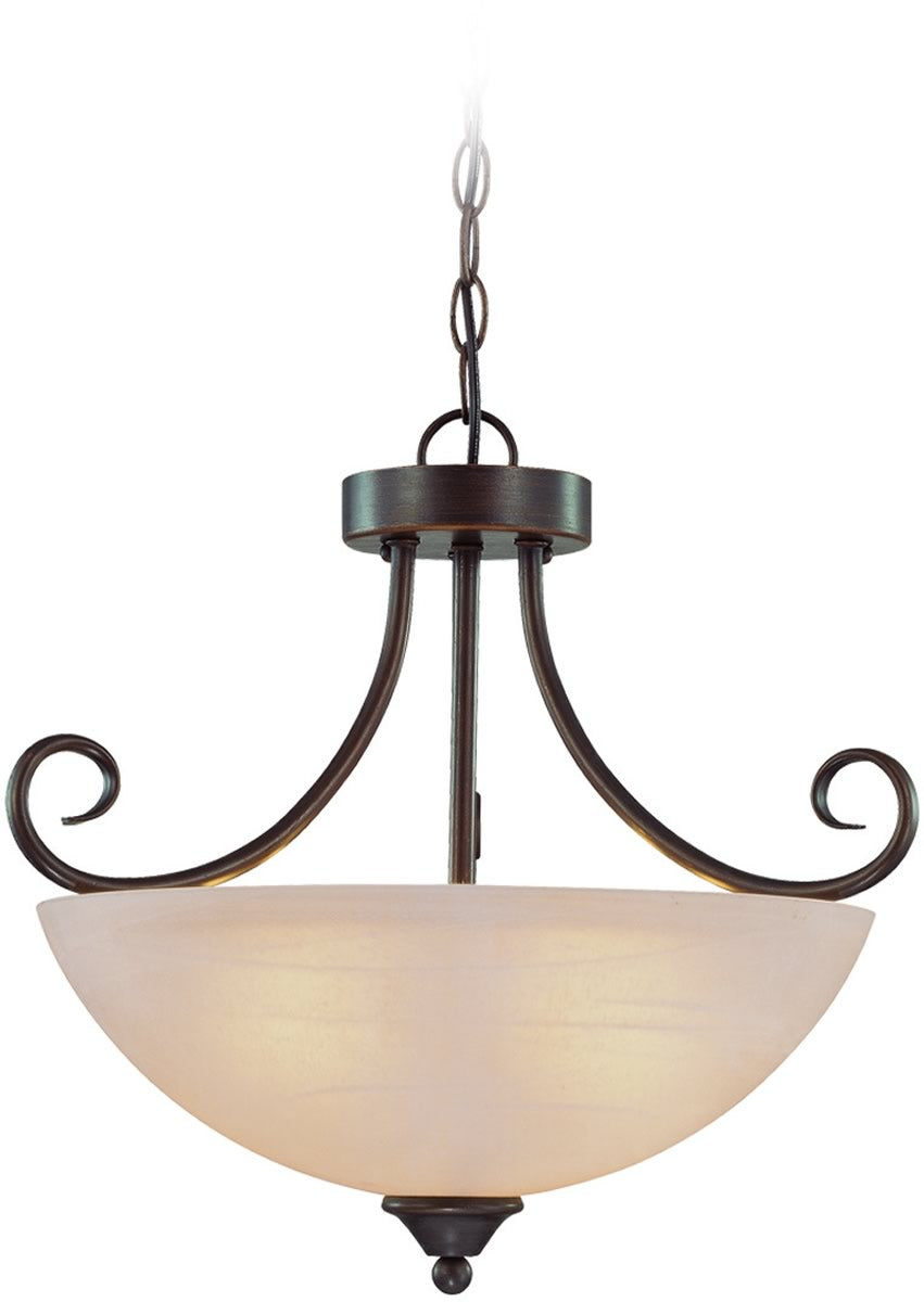 19"W Raleigh 3-Light Semi Flush/Pendant Light Old Bronze