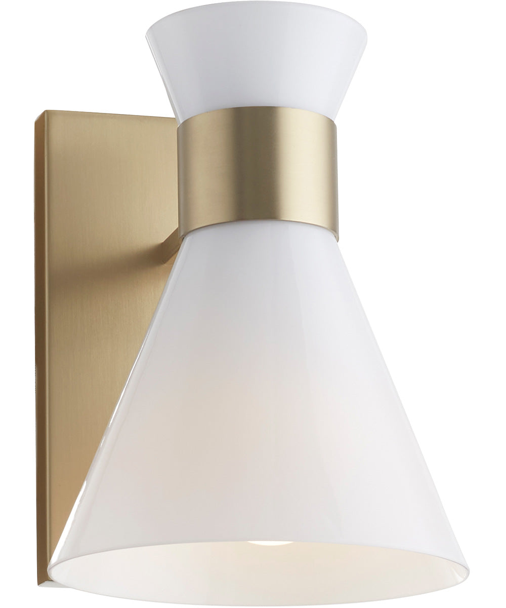 Beldar 1-light Wall Mount Light Fixture Aged Brass w/ Gloss Opal