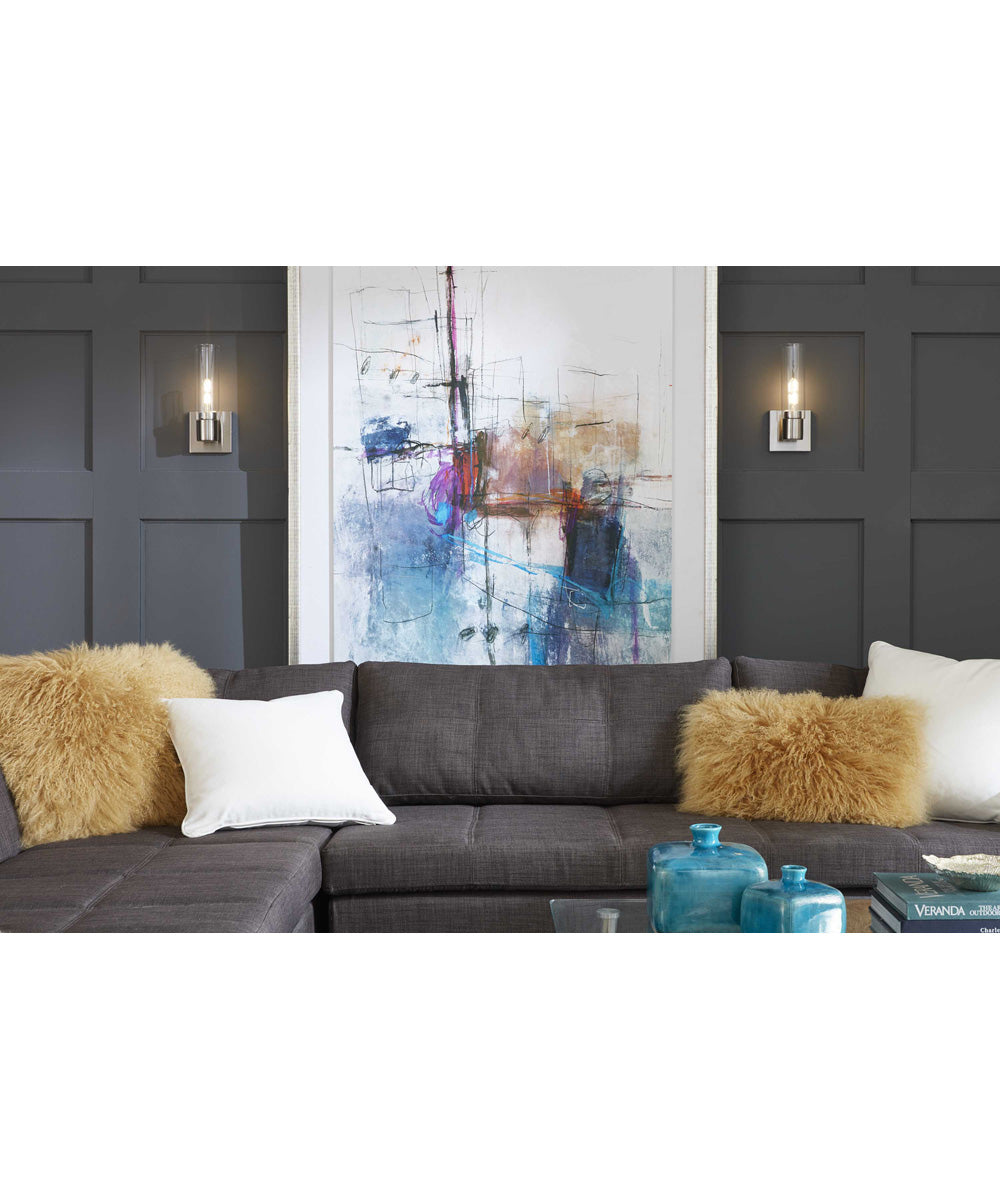 Clarion 1-Light Clear Glass Modern Style Bath Vanity Wall Light Brushed Nickel