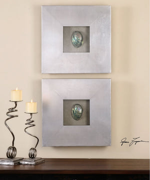 20"H Abalone Shells Silver Wall Art Set of 2