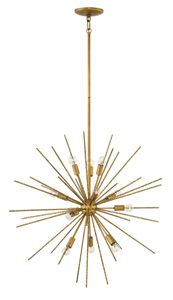 30"W Tryst 12-Light Stem Hung Pendant in Burnished Gold