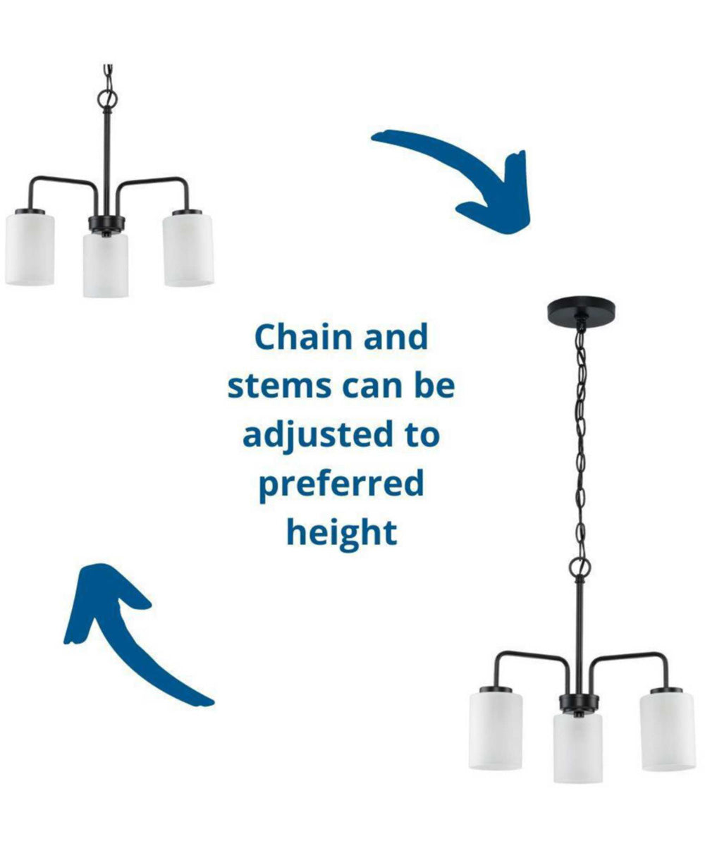 Merry 3-Light Etched Glass Transitional Style Chandelier Light Matte Black