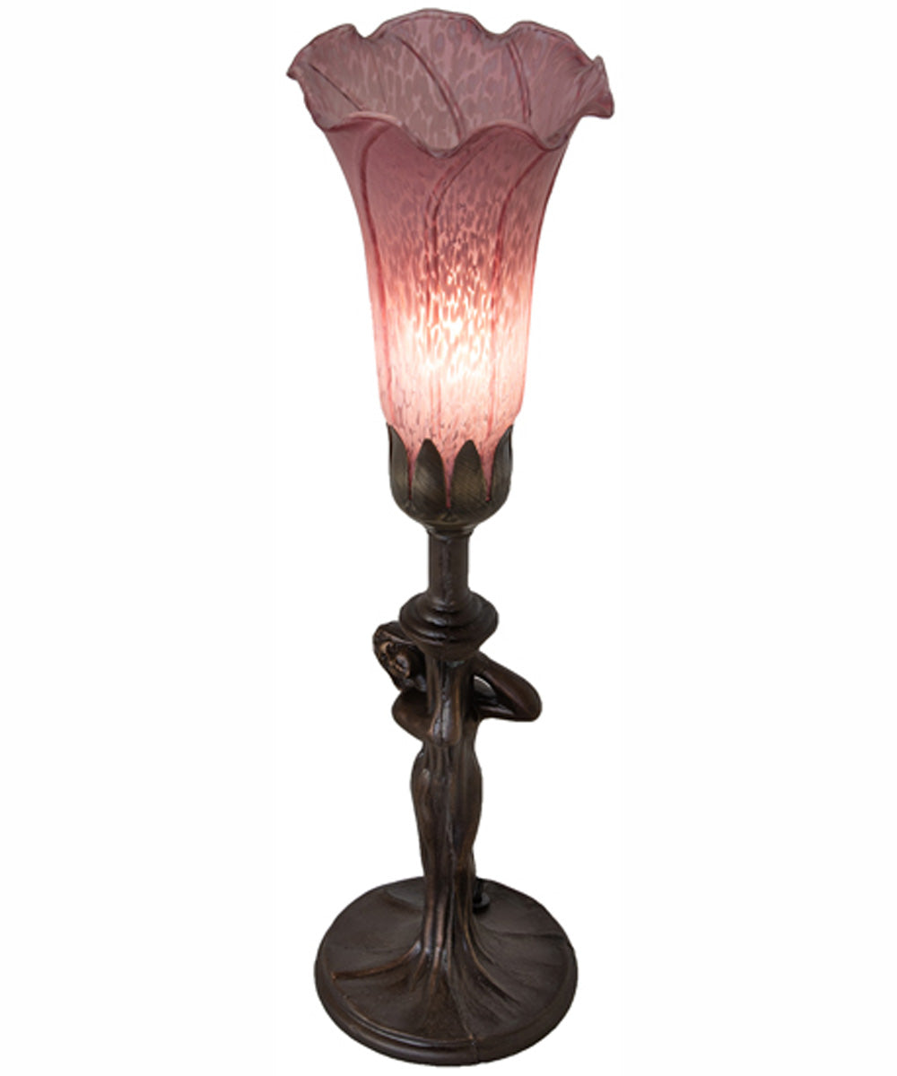 15" High Lavender Tiffany Pond Lily Nouveau Lady Accent Lamp
