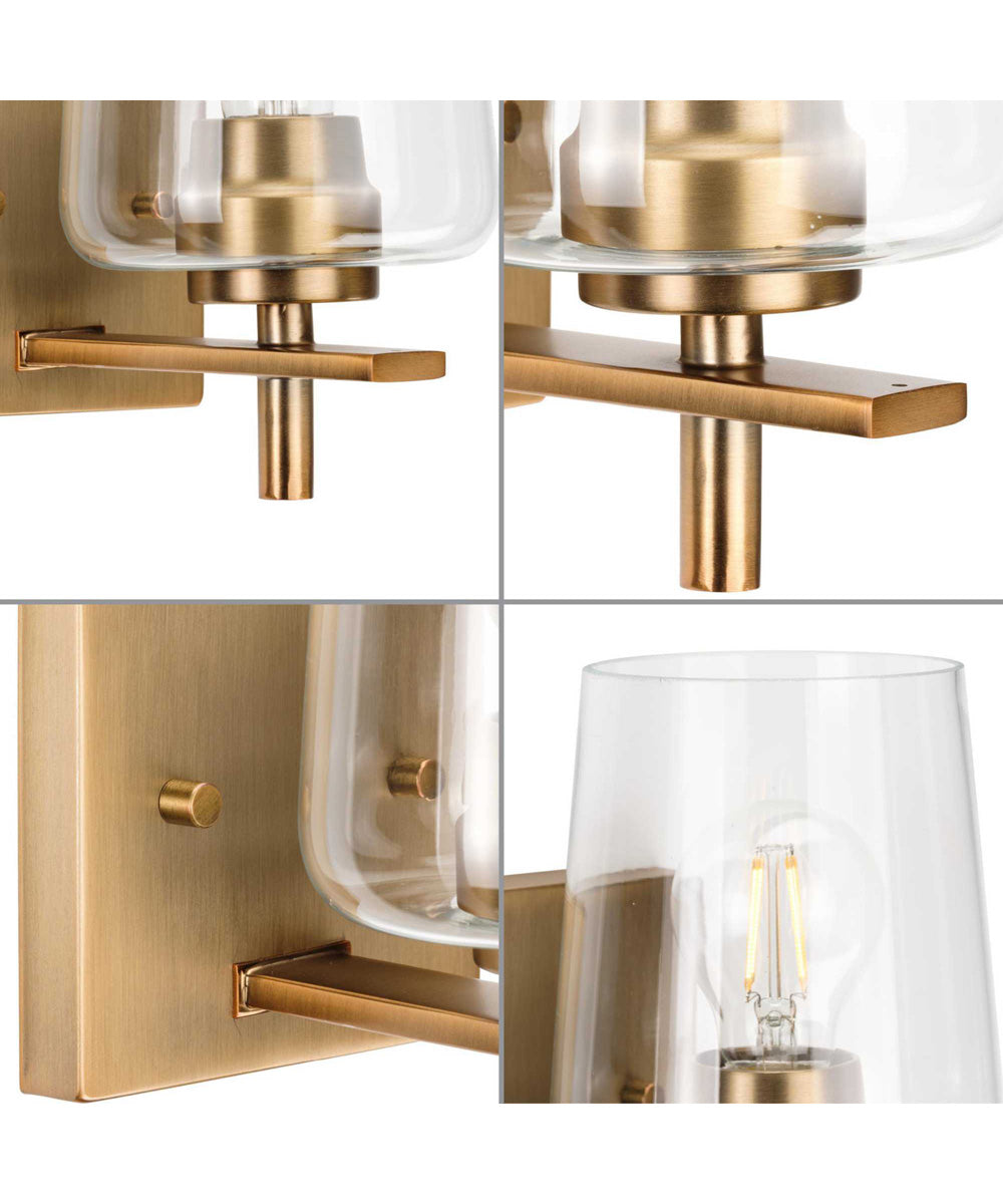 Calais 1-Light New Traditional Clear Glass Bath Vanity Light Vintage Brass