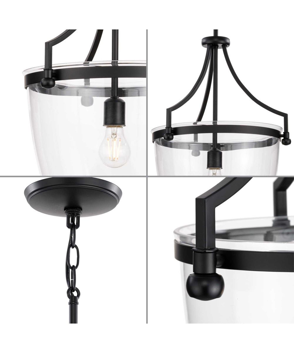 Parkhurst 1-Light New Traditional Clear Glass Pendant Light Matte Black