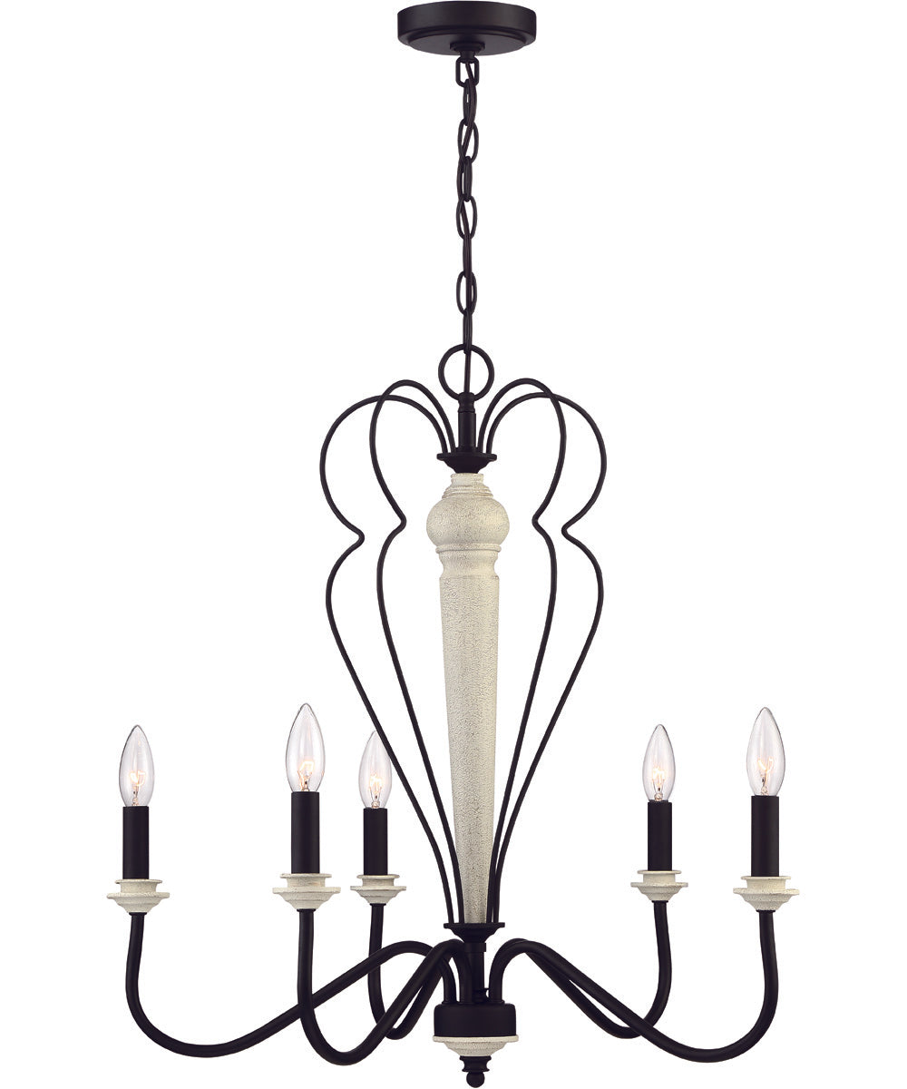 Anna 5-Light Chandelier Cottage White/Espresso