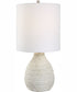 24"H 1-Light Table Lamp Ceramic and Steel in Antique White and Brushed Nickel with a Rolled-Edge Drum Shade