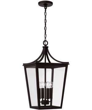 Adair 4-Light Outdoor Hanging-Lantern Rain or Shine - Black