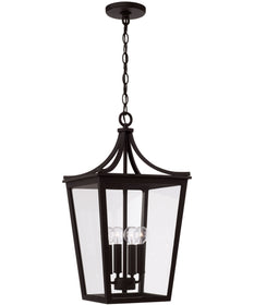 Adair 4-Light Outdoor Hanging-Lantern Rain or Shine - Black