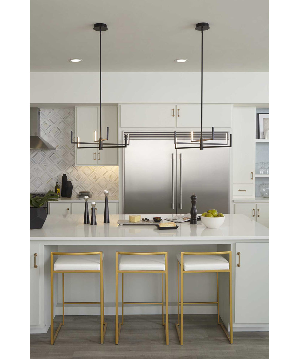 Pivot LED 6-Light Modern Style Chandelier with Downlight Matte Black