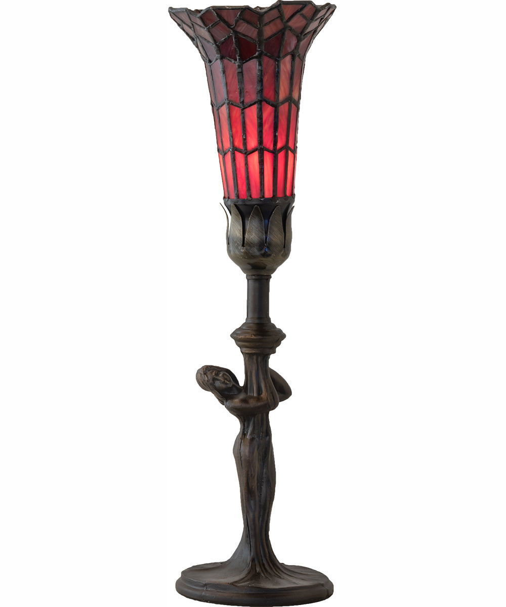 15" High Stained Glass Pond Lily Nouveau Lady Accent Lamp