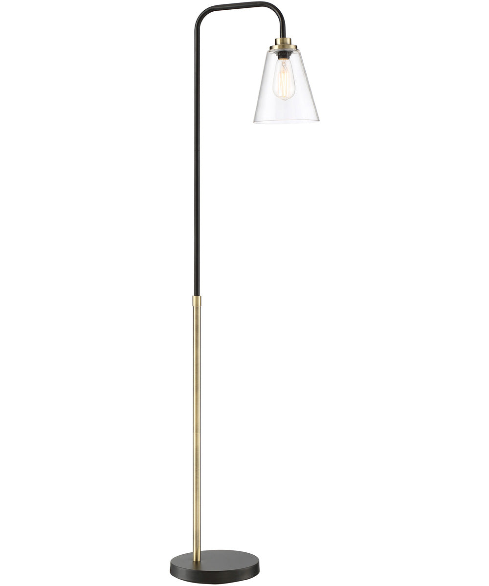 Colinton 1-Light Floor Lamp Antique Brass/Black/Clear Glass Shade