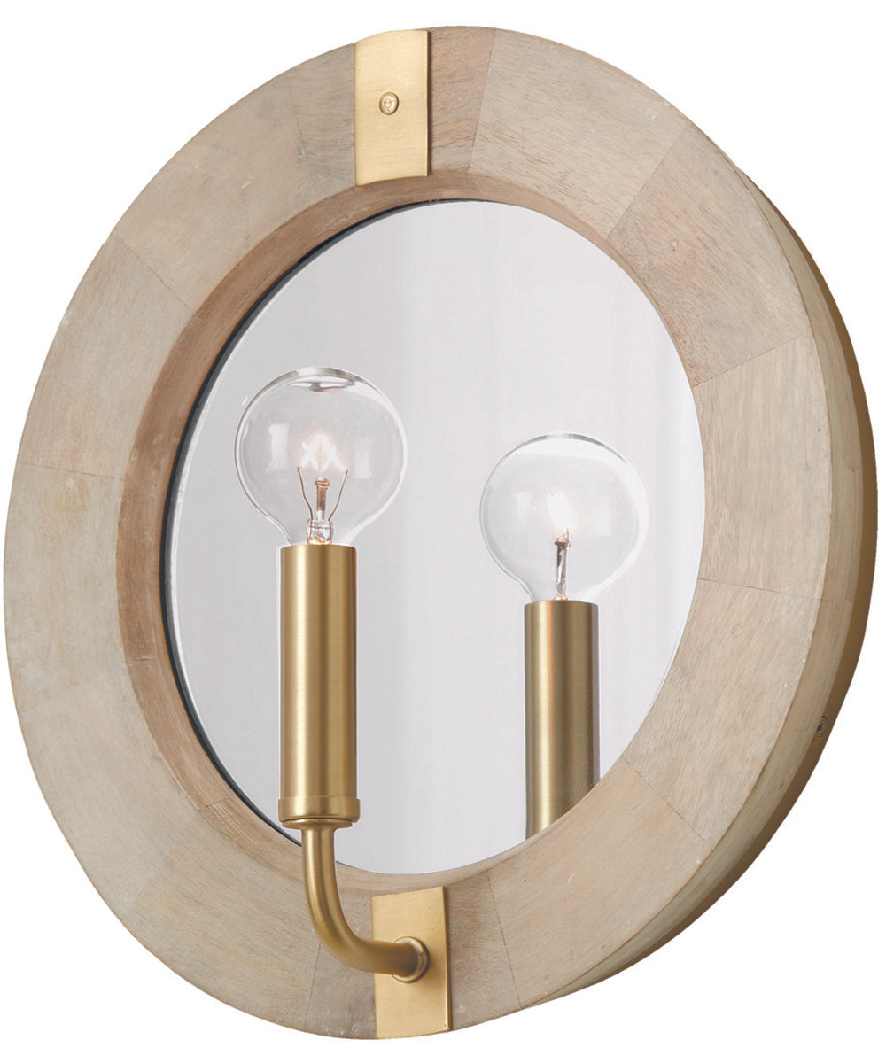Finn 1-Light Sconce White Wash and Matte Brass