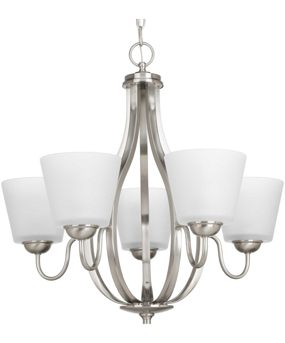 Arden 5-Light Etched Glass Farmhouse Chandelier Light Brushed Nickel
