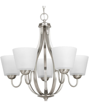 Arden 5-Light Etched Glass Farmhouse Chandelier Light Brushed Nickel