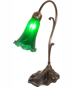 15" High Green Tiffany Pond Lily Accent Lamp