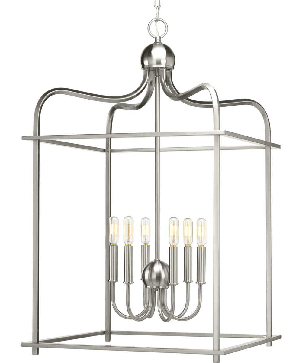 Assembly Hall 6-Light Coastal Pendant Light Brushed Nickel