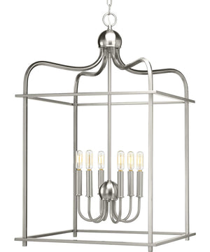 Assembly Hall 6-Light Coastal Pendant Light Brushed Nickel