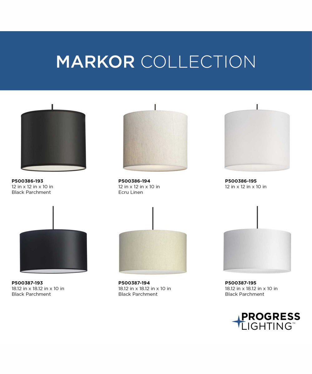 Markor 1-Light Black Parchment Shade Transitional Pendant Brushed Nickel;Matte Black;Vintage Brass