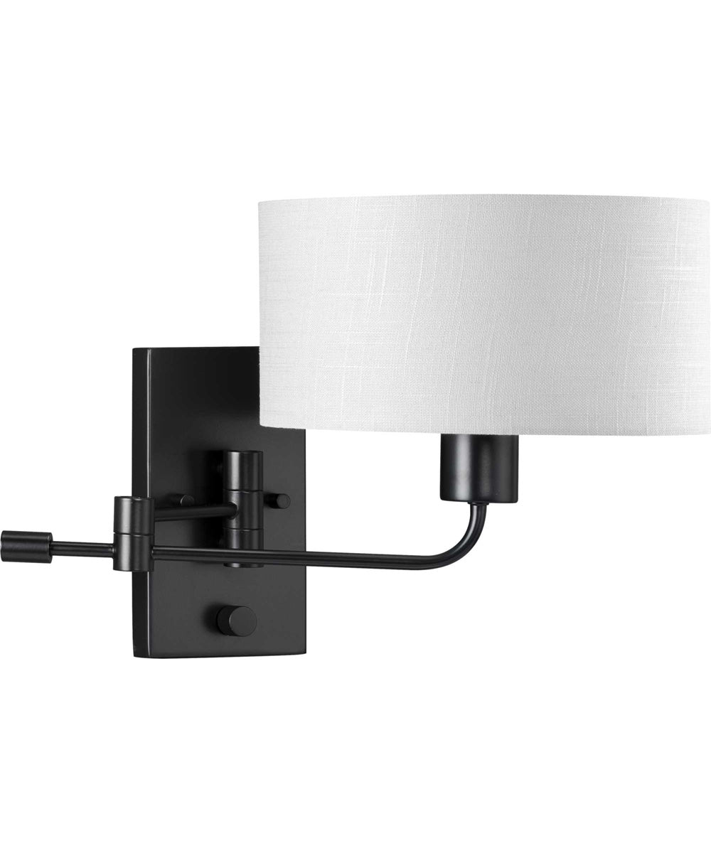 Carrick  1-Light Summer Linen Shade Transitional Wall Light Matte Black