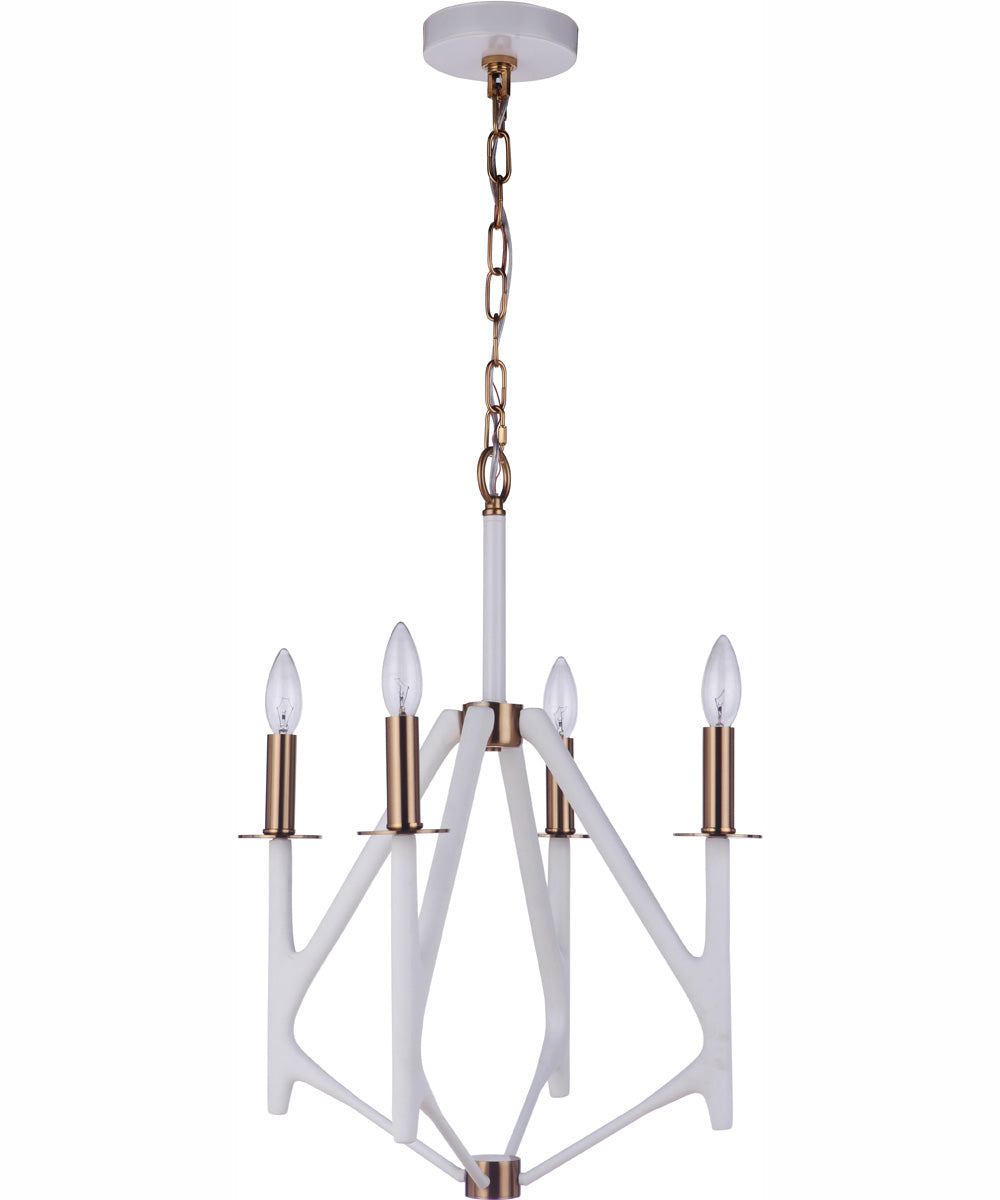 The Reserve 4-Light Foyer Matte White / Satin Brass