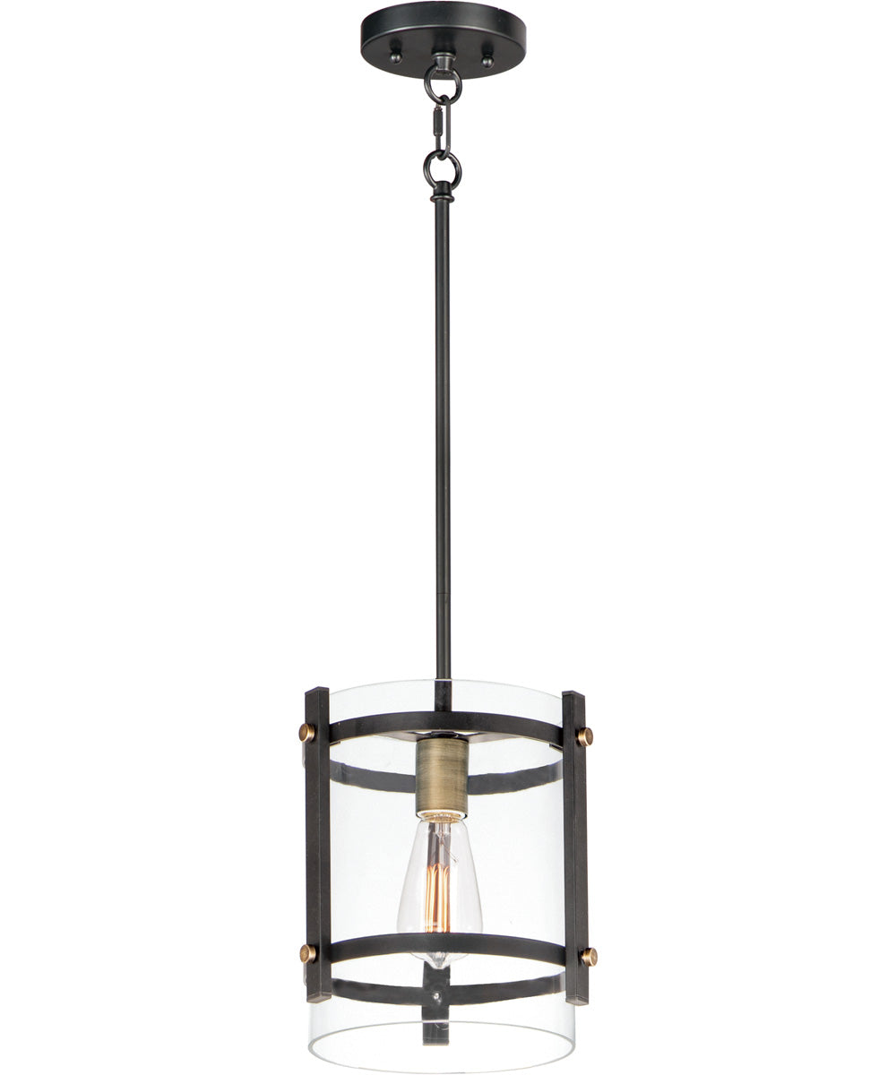 Capitol 1-Light Pendant Black / Antique Brass