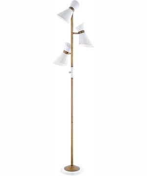 Jared 3-Light 3-Light Floor Lamp Ab Finished/White/Metal Shade