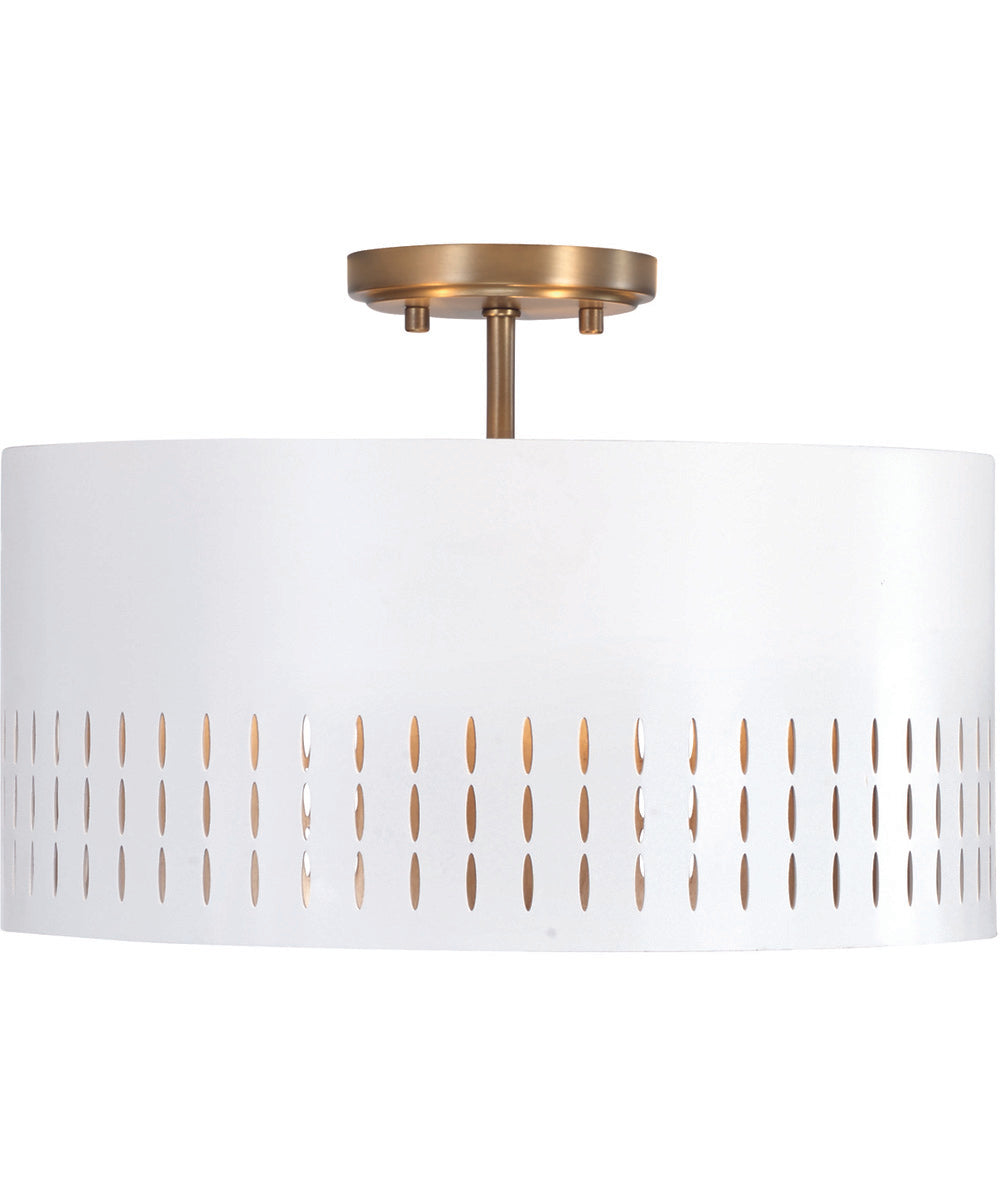 Dash 3-Light Semi-Flush Aged Brass and White