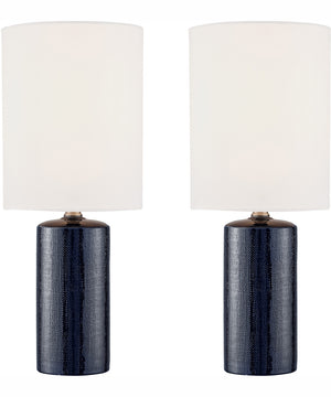 Jackie 2-Light 2 Pack-Table Lamp Navy Blu Ceramichrome/ White Linen
