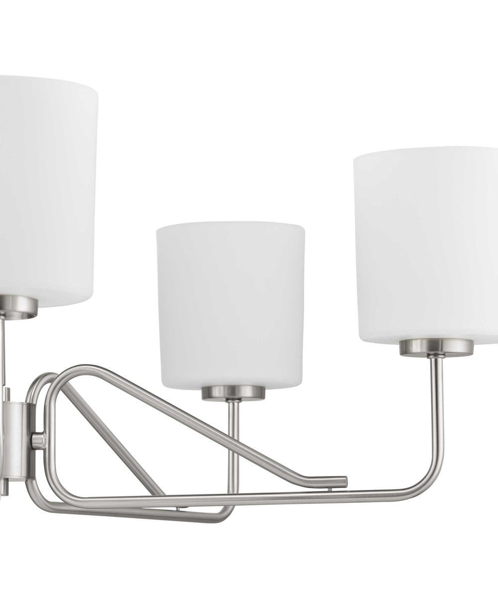 Tobin 5-Light Etched White Glass Modern Chandelier Light Brushed Nickel