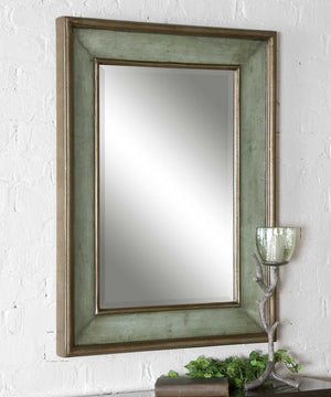 37"H x 27"W Ogden Blue-Green Mirror Hand Rubbed Sky Blue