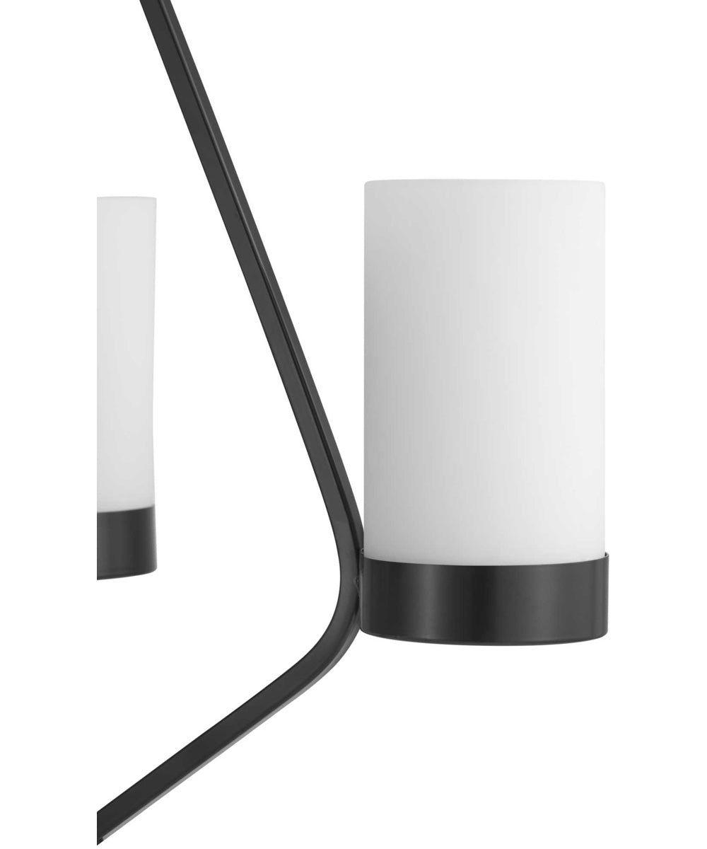 Elevate 3-Light Etched White Glass Mid-Century Modern Chandelier Light Matte Black