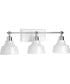 Bramlett 3-Light White Metal Shade Coastal Bath Vanity Light Polished Chrome
