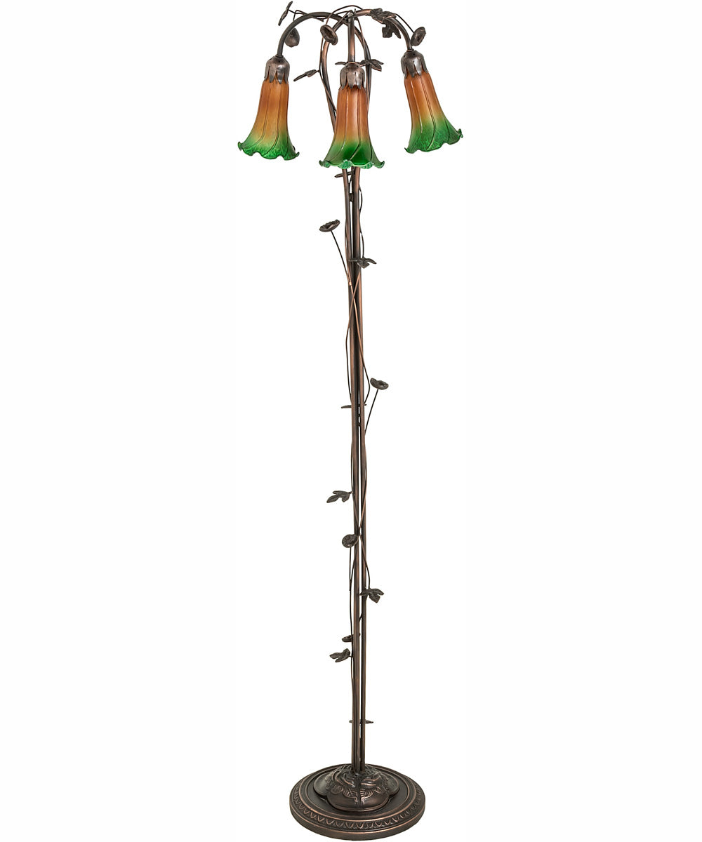 58" High Amber/Green 3 Light Floor Lamp