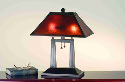 20"H Oblong Simple Mica Mission Table Lamp