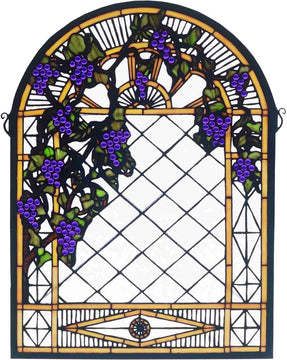 22"H x 16"W Grape Diamond Trellis Stained Glass Window