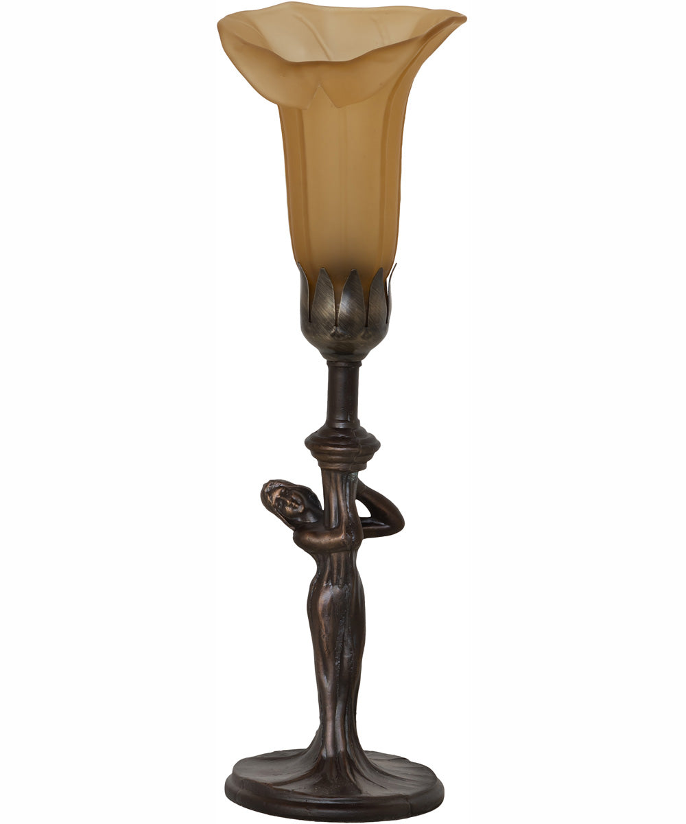 15" High Amber Tiffany Pond Lily Nouveau Lady Accent Lamp