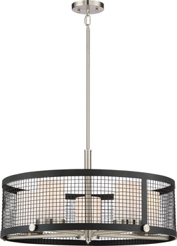 26"W Pratt 5-Light Pendant Black / Brushed Nickel Accents