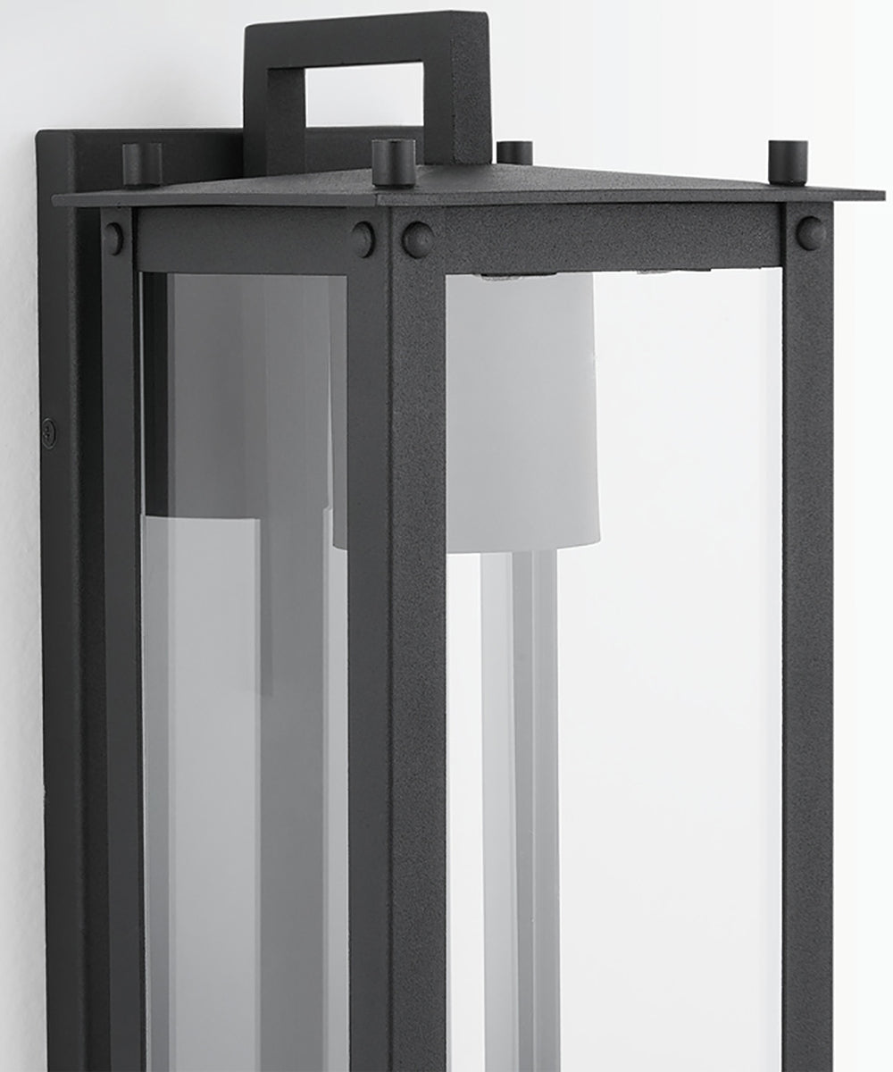 Hunt 1-Light Outdoor Wall Mount Rain or Shine - Black with Clear Glass