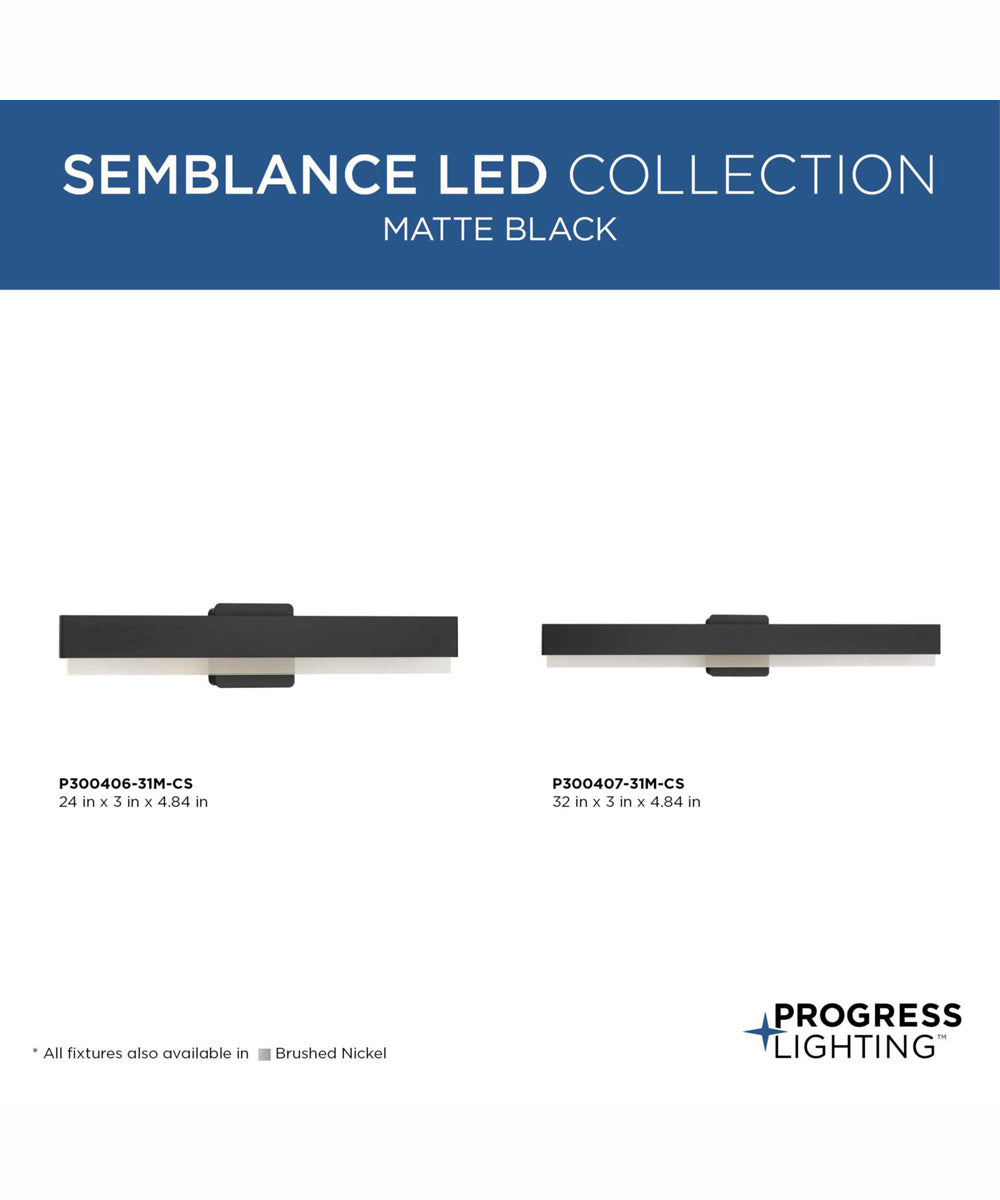 Semblance 32 in. Medium Modern 3CCT Integrated LED Linear Vanity Light Matte Black