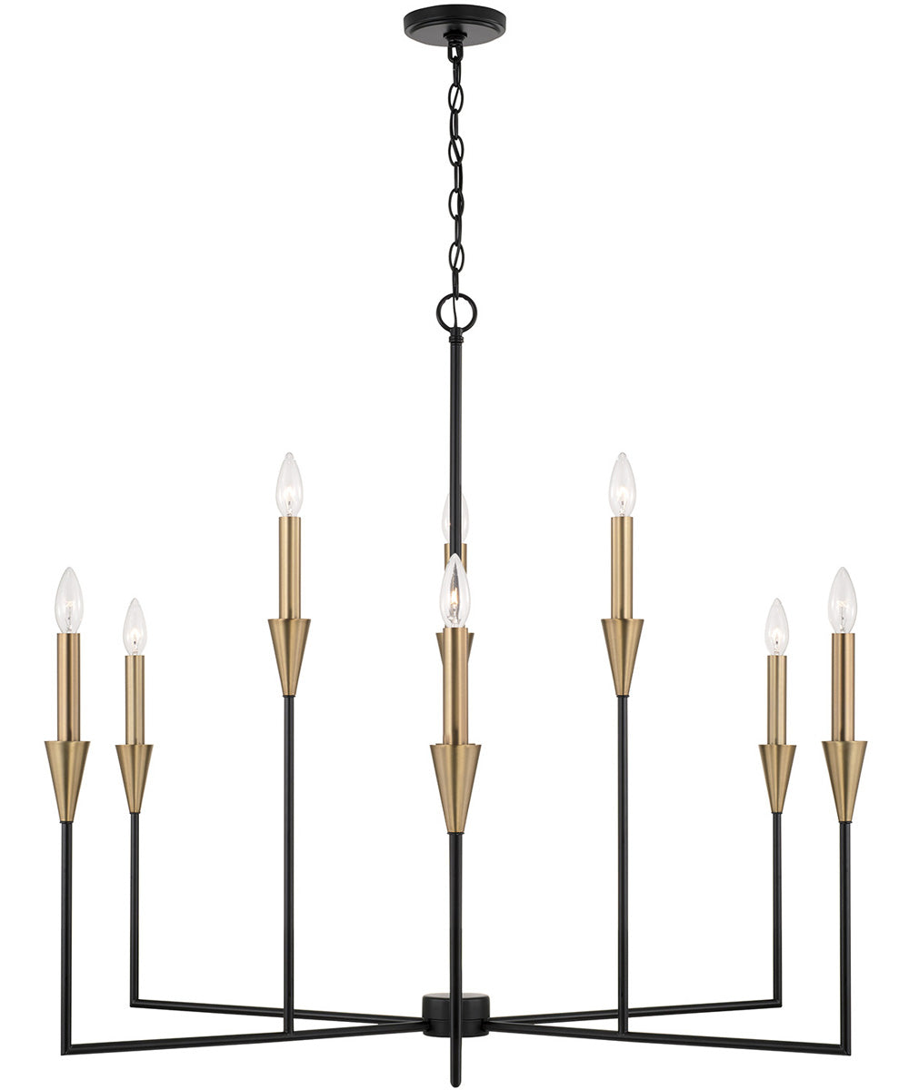 Avant 9-Light Chandelier Aged Brass and Black
