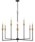 Avant 9-Light Chandelier Aged Brass and Black