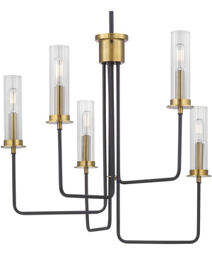 Rainey 5-Light Clear Fluted Ribbed Glass Modern Chandelier Light Graphite