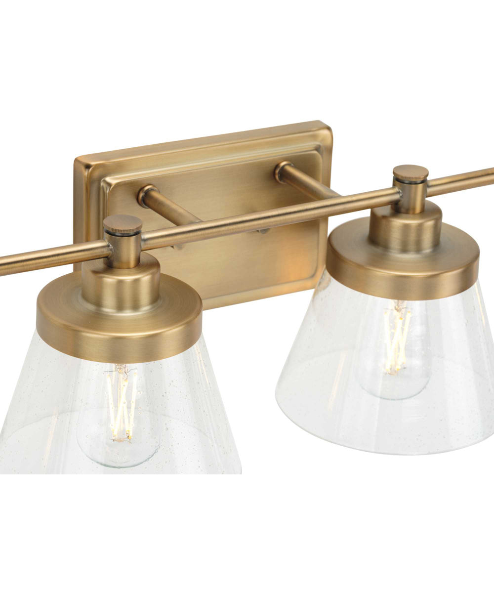 Hinton 4-Light Clear Seeded Glass Farmhouse Bath Vanity Light Vintage Brass