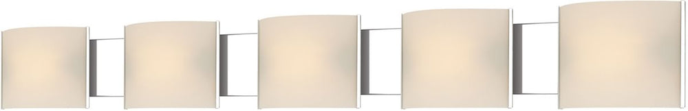 52"W Pannelli 5-Light Vanity Chrome/Hand-Moulded White Opal Glass