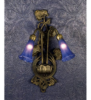 11"W Lily 2-Light Blue Sconce