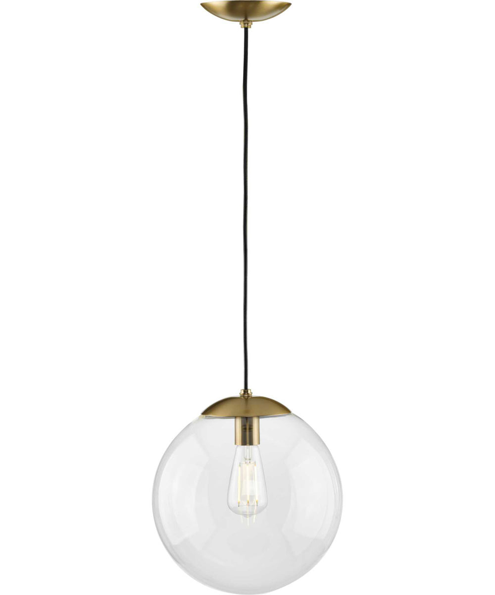 Atwell 12-inch Clear Glass Globe Large Hanging Pendant Light Brushed Bronze